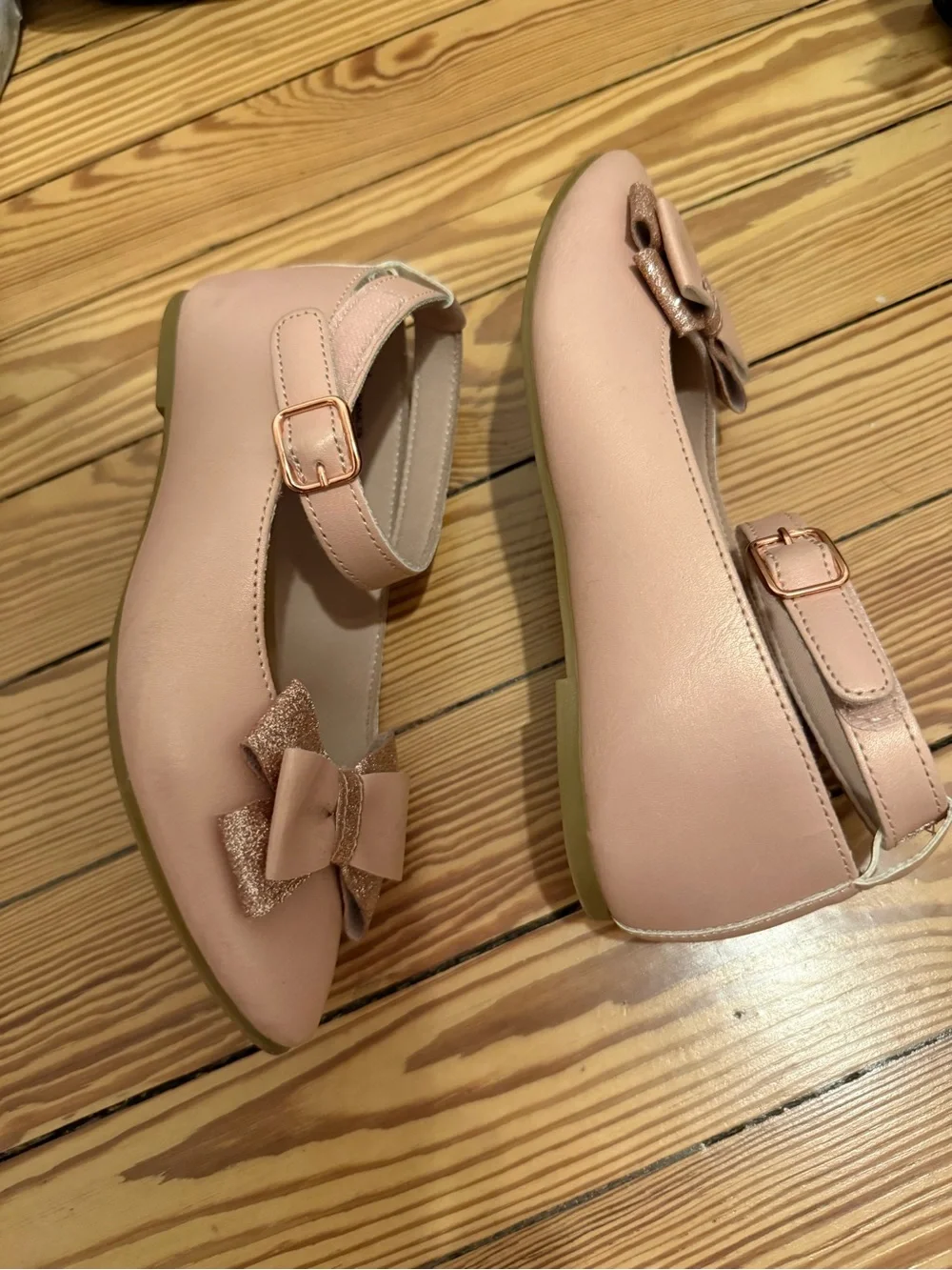 Rachel Shoes Blush Pink Bow Ballet Flats with Sparkle Accent